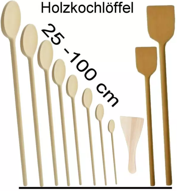 Holzlöffel Pfannenwender Natur  Kochlöffel Buchenholz 25 - 100 cm zum Kochen