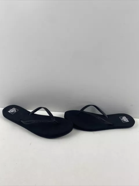 REEF Black Glitter Open Toe Slip On Flip Flop Sandals Men’s Size 10-11