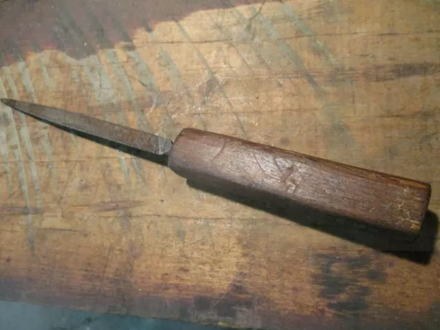 Vintage Tool #28 Tri File Homemade Wooden Handle 11 1/2" Three Sided File Nice!