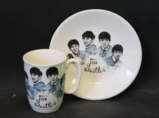 Vtg 1960's WASHINGTON POTTERY The Beatles Porcelain MUG & SIDE PLATE - E19