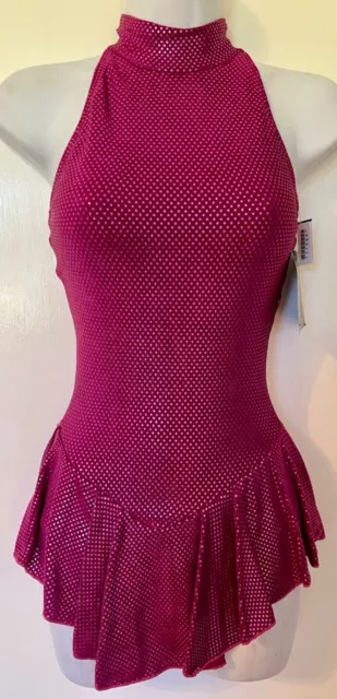 Gk Ice Skate Ladies Small Raspberry Fuchsia Raindrop Turtleneck Halter Dress As