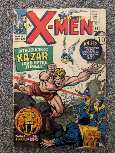 X-Men 10. Marvel Comics 1965. 1st Appearance of Ka-Zar, Zabu & Maa-Gor