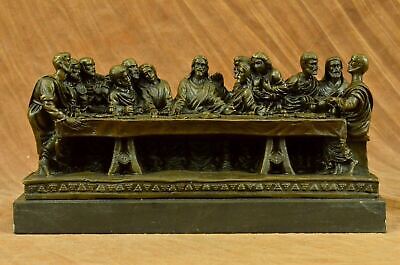 Vintage rare large hand made bronze religious last supper from church Sculpture