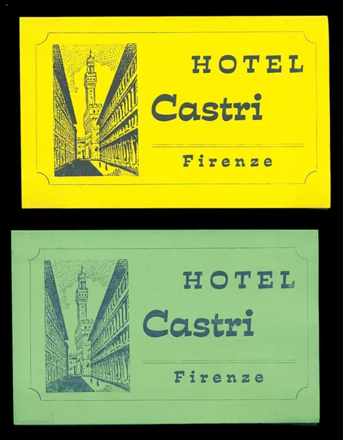 Hotel Castri FIRENZE Italy – 2 vintage luggage labels