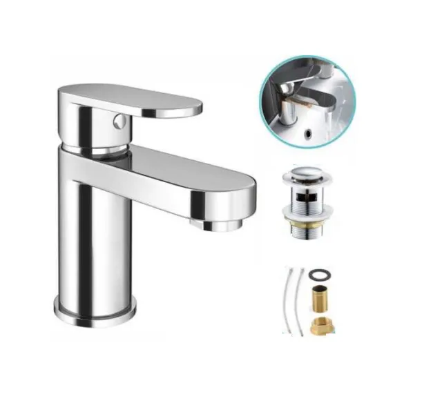 Modern Cloakroom Chrome Waterfall Bathroom Tap Basin Sink Mono Mixer & Waste