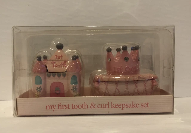Pink Princess Castle & Crown My First Tooth & Curl Keepsake Set-New In Box