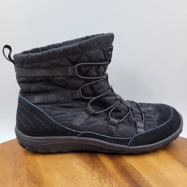 Skechers Reggae Fest Steady Women's 6.5 Black Quilted Fleece Bungee Ankle Boots