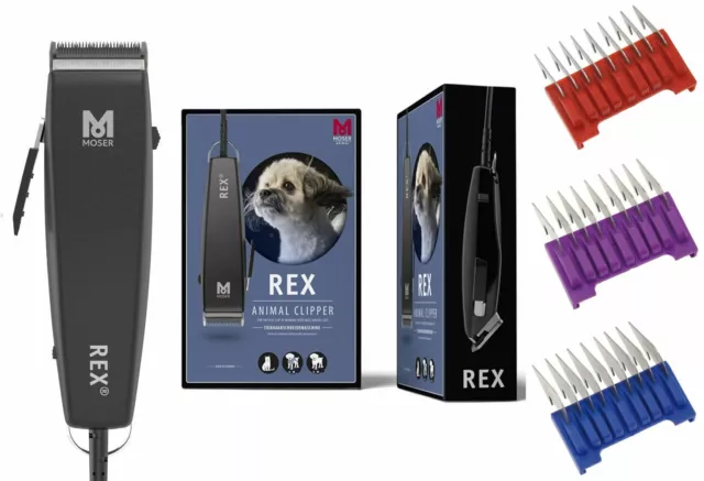 Moser Rex Tosatrice per Cani Professionale + Acciaio Inox Testina 3MM,6MM,10MM