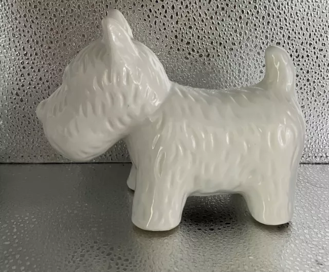 White Ceramic Westie, West Highland Terrier Dog Figurine, 6”L x 4.5”H x 2.75”W