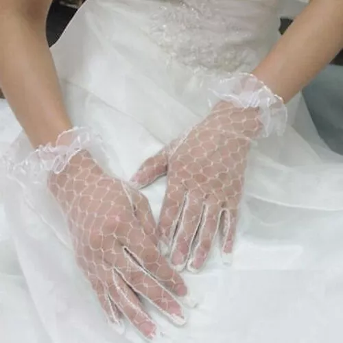 Elegant White Ivory Bridal Wedding Prom Formal Party Short Lace Gloves Accessory