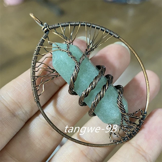 1PC Natural Aventurine Quartz Crystal Chakra tree of life Pendant Reiki Healing