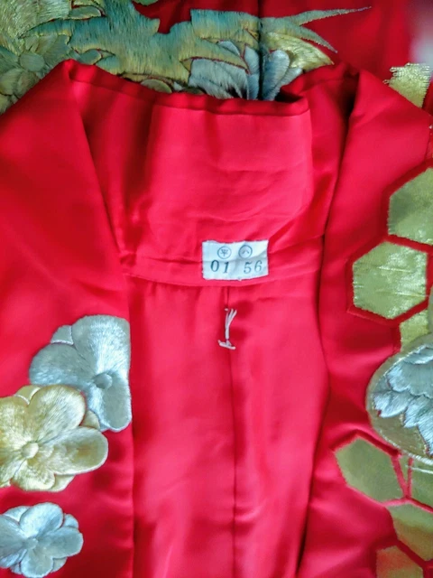 VTG UCHIKAKE KIMONO🌹Furisode RED Wedding FORMAL JAPANESE SILK HEAVY EMBROIDERY 8