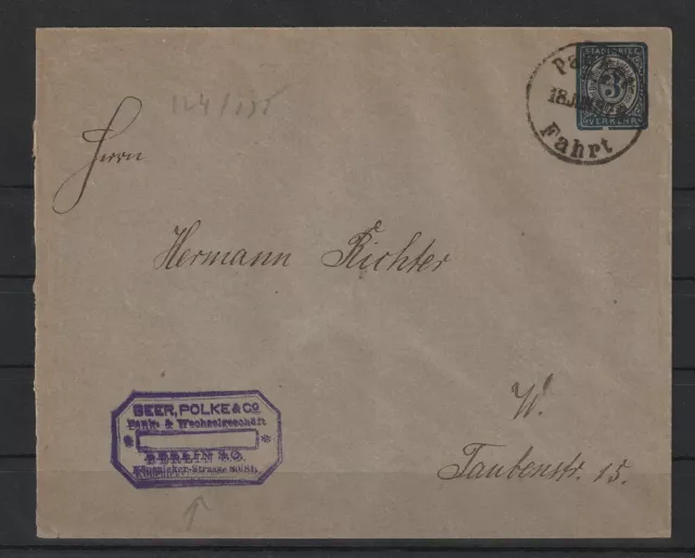 Privatpost Stadtpost Berlin Ganzsache Brief Beer Polke & Co., 1887 #1092588