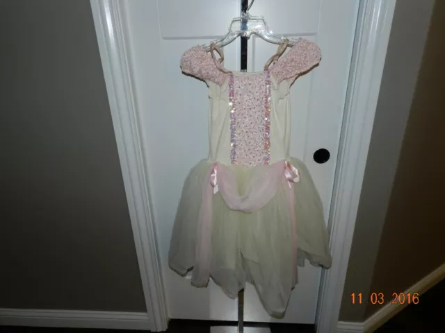 TUTU COSTUME HALLOWEEN TULLE DESIGN FOR DANCE CHILD LC Large L  CREAM + PINK