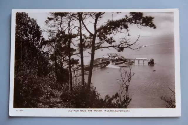 Postcard, Weston-Super-Mare Old Pier, HJ Real Photo