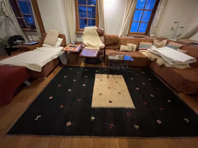 großer Berberteppich handgeknüpft 185x270 cm plus Fransen Teppich