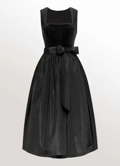Dirndl dress in black colour Long maxi Dirndl, vintage 3pcs dirndl Oktoberfest