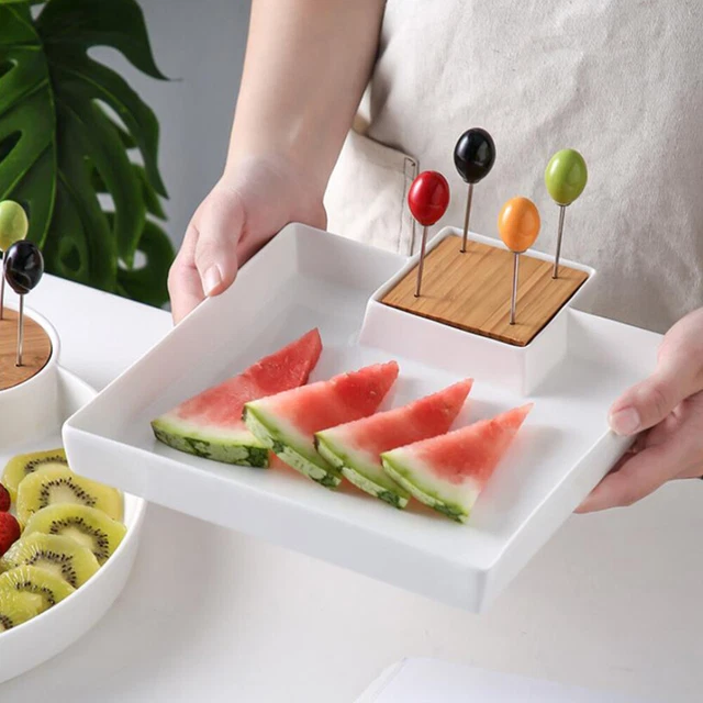 Forchetta Cocktail Spiedini Insalata Guarnizione Picks Vassoio Frutta Porcellana