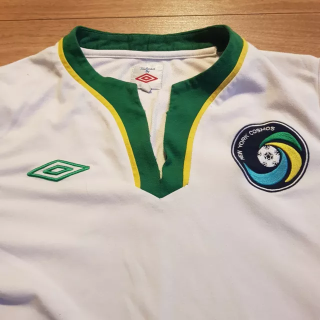 New York Cosmos Shirt Mens Small White 2011 12 Football Soccer Umbro  CANTONA 2