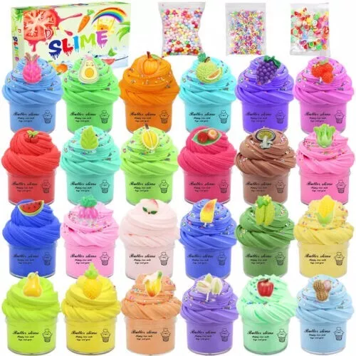 24 Slime set Fluffy BUTTER CLAY Kit DIY Stress Relief SCENTED Toys GIFT  UK PLAY