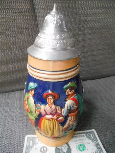 Vintage Stoneware LIDDED BEER STEIN Germany Noch ist die blühende goldene Zeit