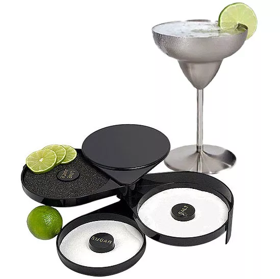 Black Cocktail Glass Rimmer Adding Salt Sugar Lemon Margarita Glasses 3 Trays