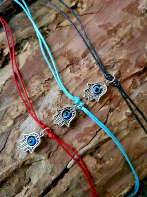 Evil Eye Kabbalah Bracelet Hippy Hamsa Hand Protection Lucky Black Red Blue