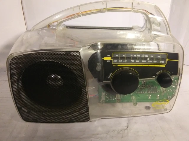 Self Powered AM/FM Radio Solar & Crank Clear See Through Freeplay 