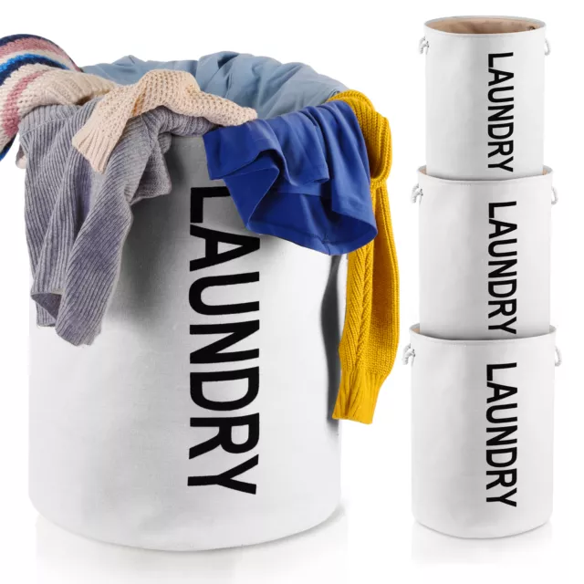 Foldable Laundry Basket Fabric Clothes Storage Bag Washing Bin Hamper Organizer