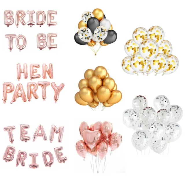 Rose Gold Hen Night Do Party Bride To Be Foil Latex Letter Balloon Helium Heart