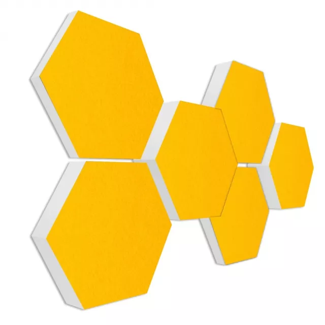 Basotect ® G+ Absorber 6 Akustik Elemente Honeycomb SONNENGELB / 3D-Set #005