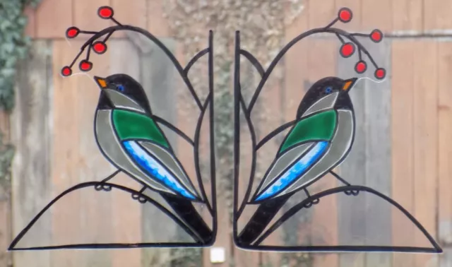 Wicoart Window Color Sticker Cling Faux Stained Glass Art Lot 2 Corners Birds