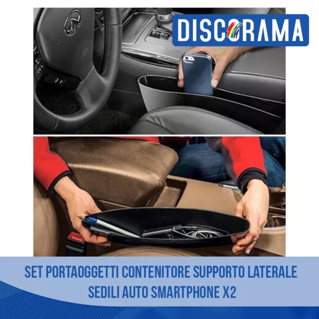 Set Portaoggetti Contenitore Supporto Laterale Sedili Auto Smartphone X2
