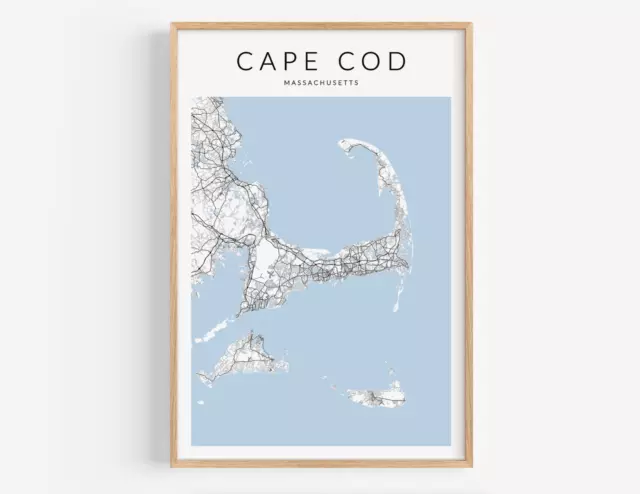 Cape Cod Map Poster of The Cape Massachusetts Beach House Cape Cod Map Print