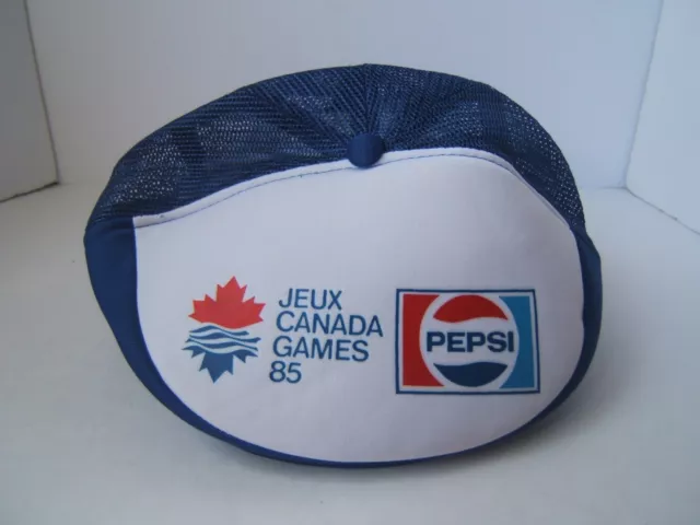 VINTAGE PEPSI FLAT Cap Jeux Canada Games 85 Blue Mesh Snapback Cola ...