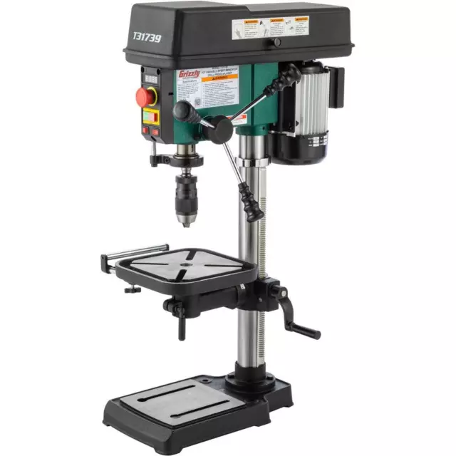 Grizzly T31739 12" Variable-Speed Benchtop Drill Press with Laser