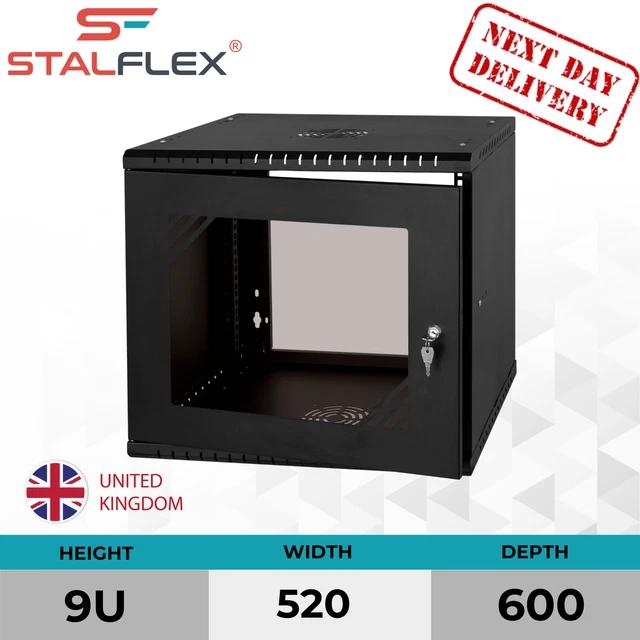 Data Rack 9u Rack 19& 9U SERVER Rack Data Cabinet - Wall Mounted Black Server Rack ...