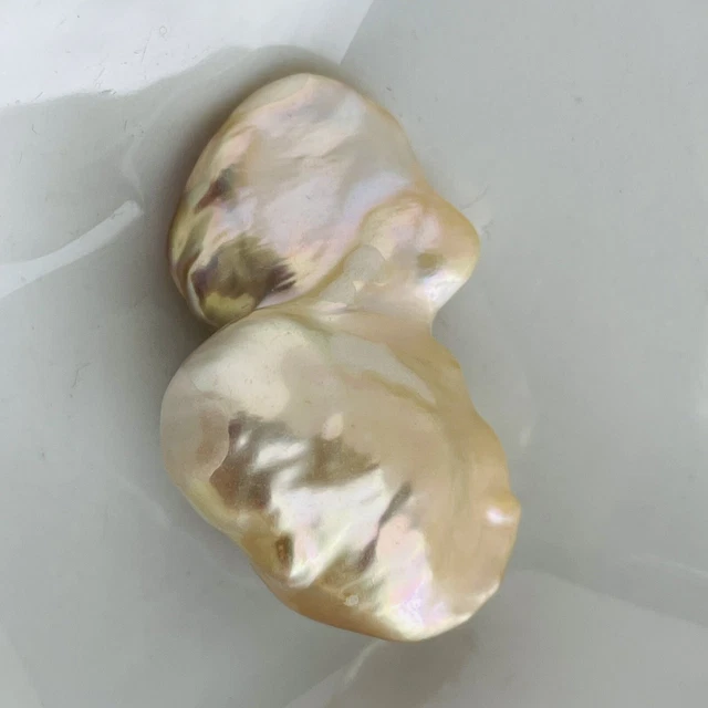 Grosse Perle Baroque D'eau Douce Naturelle Rose - 12x17x34mm, Monture Plaquée Or
