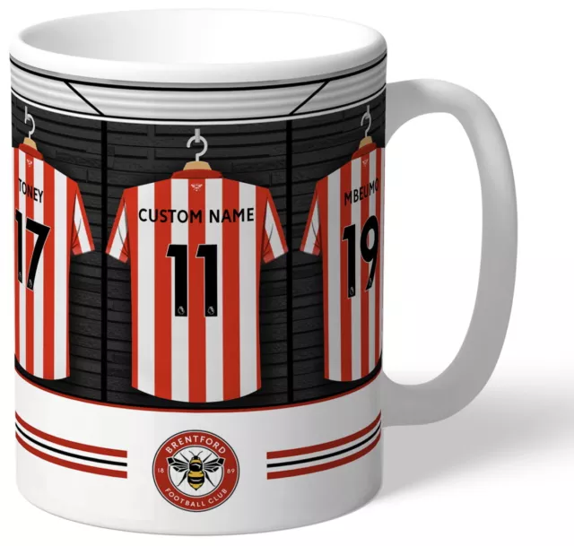 Personalised Brentford FC Dressing Room Shirts Mug - Free Delivery