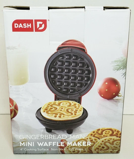 DASH GINGERBREAD MAN Mini Waffle Maker and Cookbook Gift Set 14.99