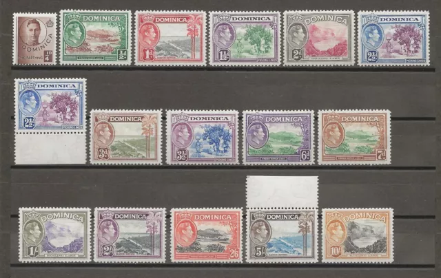 DOMINICA 1938/47 SG 99/109a + 103 MNH Cat £90