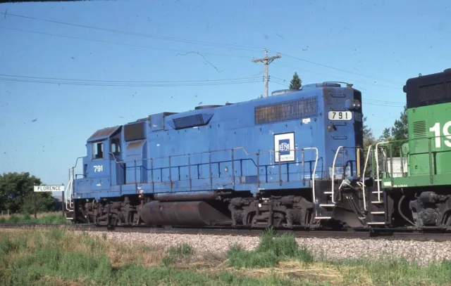 BN BURLINGTON NORTHERN Railroad Train Locomotive FLORENCE MN 1988 Photo Slide