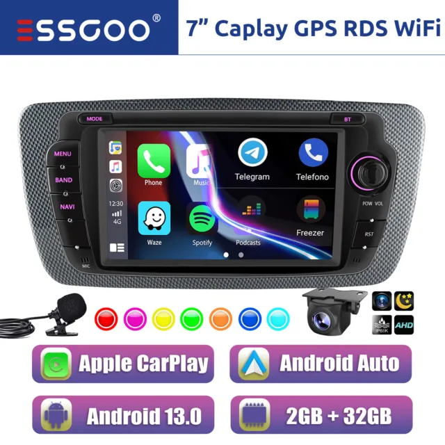 Autoradio 2+32G Android 13 Carplay GPS Nav RDS KAM Für Seat Ibiza MK4 6J 09-2013