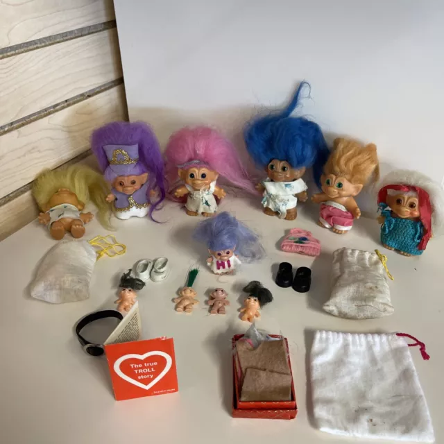 Vintage 1970-1980 Russ & Scandia House Troll Doll Lot of 7 Handmade Clothes ￼