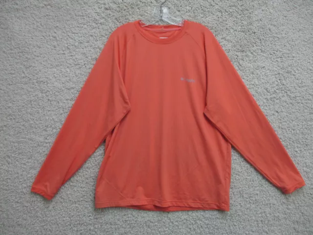 Columbia PFG Shirt Large Adult Orange Coral Long Sleeve Fishing Stretch Mens L