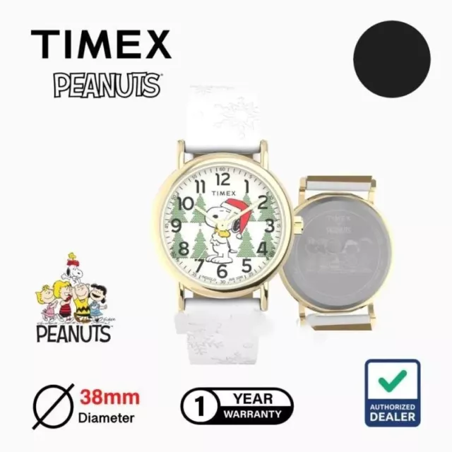 New Timex X Peanuts Holiday Weekender Indiglo Light Snoopy Dial 38mm Watch