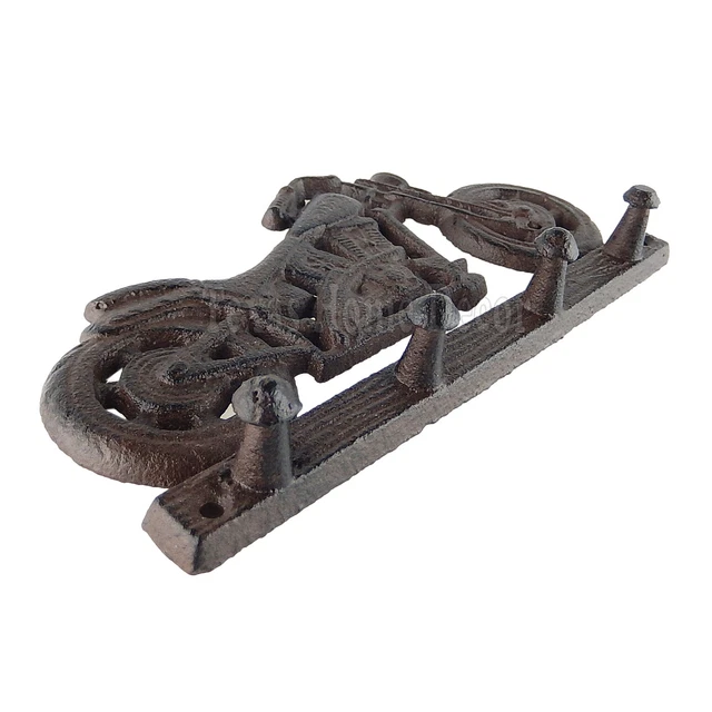 Motorcycle Wall Hook Cast Iron Key Towel Coat Rack Hanger Rustic Antique Style 2