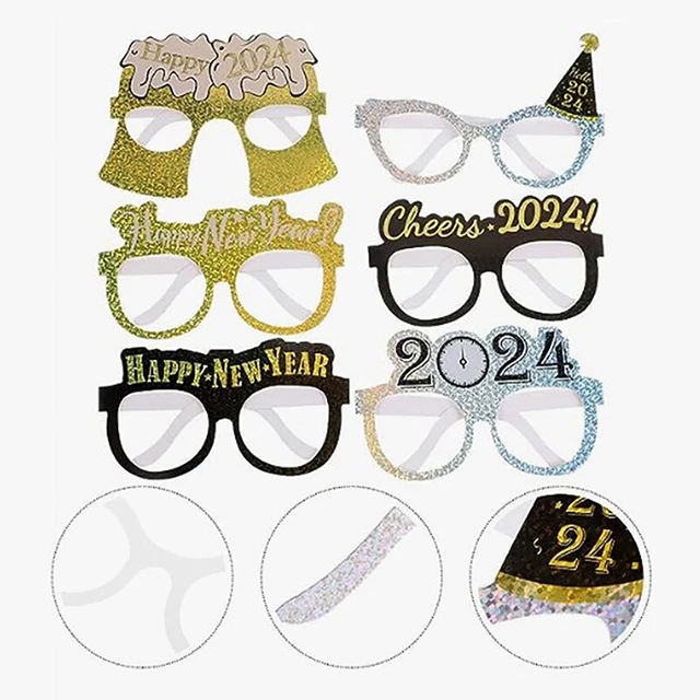 2024 New Year Glasses Photo Props Supplies Eyeglasses Prop New Year'S Eve Pa LEI