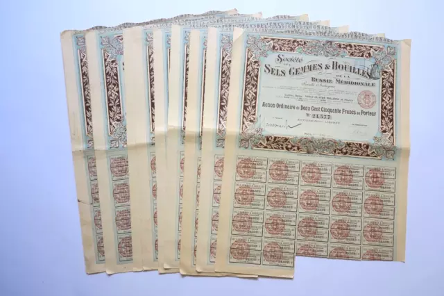 Sels Gemmes Et Houilles De La Russie Meridionale 250 Francs 1911 X 10 Actions