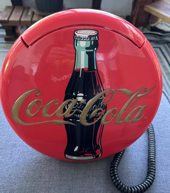 Vintage 1995 Coca Cola Button Telephone Round Disc Light Up Landline Telephone